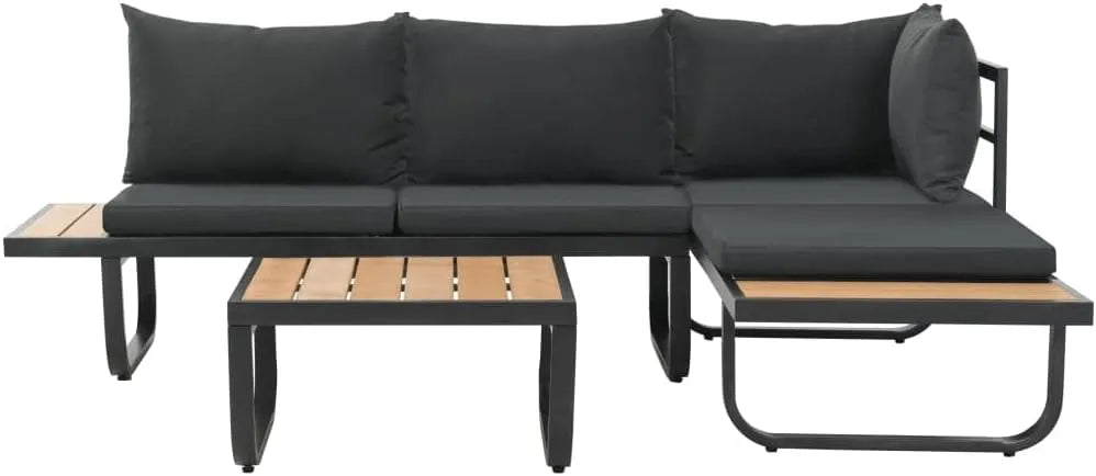Sofa narożna: z poduszkami, odporny na warunki atmosferyczne, z aluminium, 2-osobow