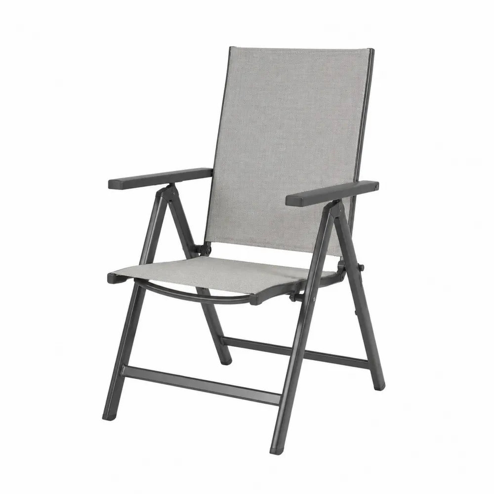 Krzesło składane z aluminium i tkaniny tekstylnej szare 81x55x105 cm