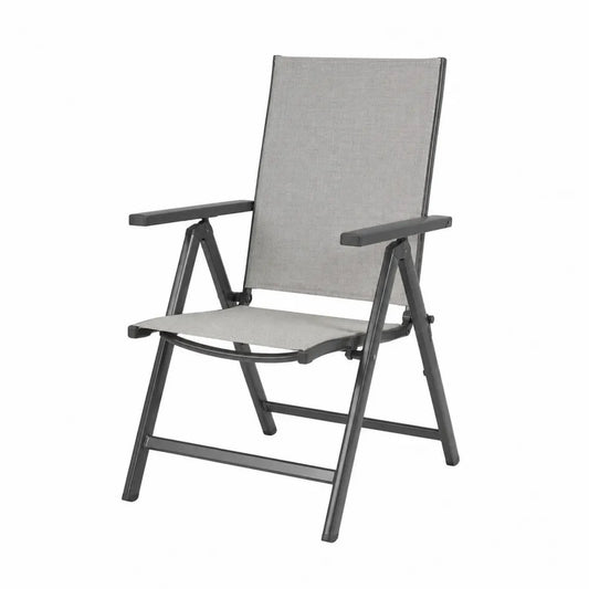 Krzesło składane z aluminium i tkaniny tekstylnej szare 81x55x105 cm