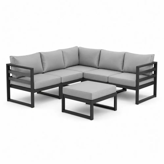 Modułowy zestaw narożny z aluminium i poliestru w kolorze szarym