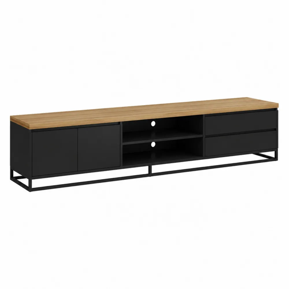 Szafka RTV drewniana czarna 200x40x50 cm